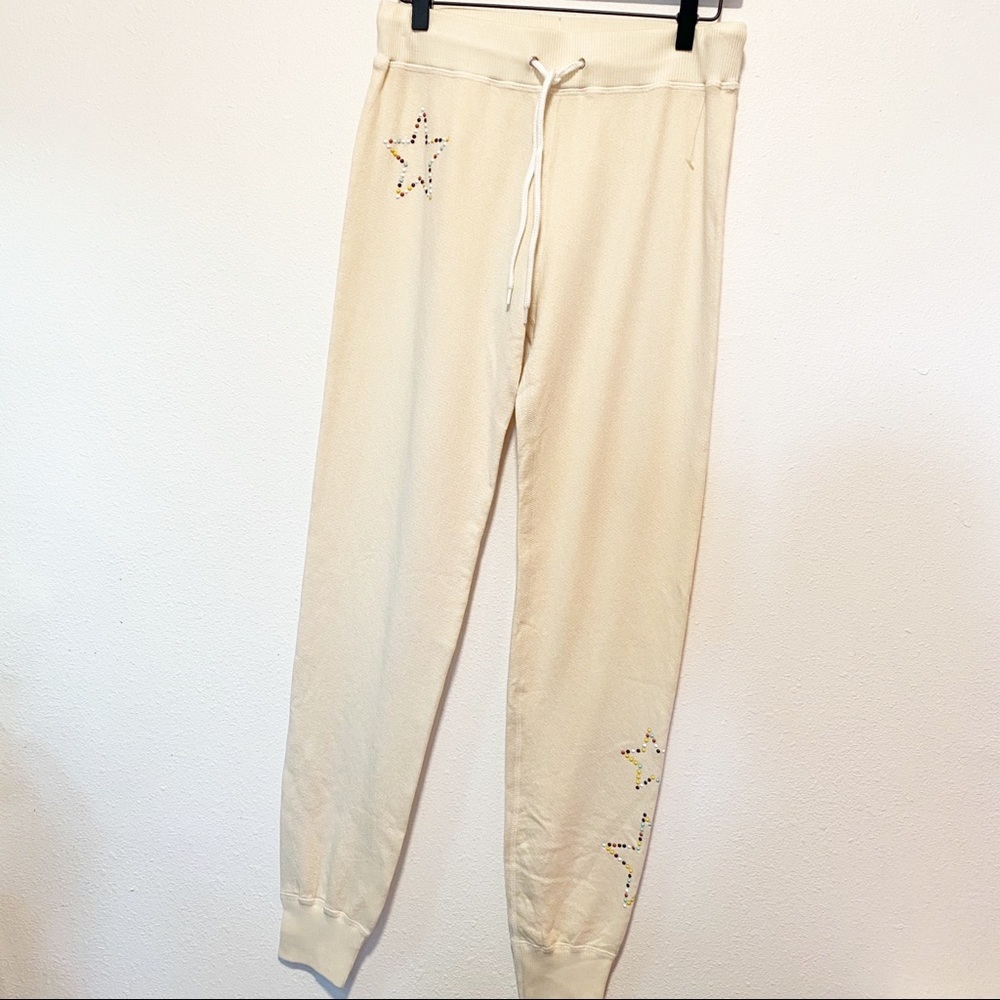Monrow NEw Star Studded Sweatpants oatmeal
